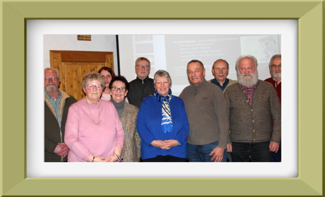Vorstandschaft 2025 von links: Werner Pinker, Helene Biebl, Steffi Friedl, Lydia Schwiewagner, Helmut Haller, Gerlinde Schopf, Willi Friedl, Helmut Baum, Harals Schäfer, Hans Schopf